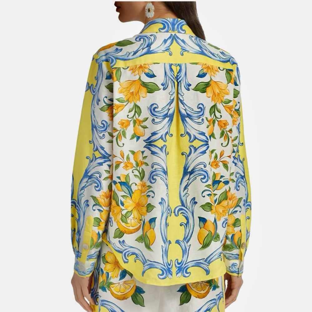 FARM Rio Sicily Scarf Linen Blend Shirt Size Small NWT - Picture 6 of 16